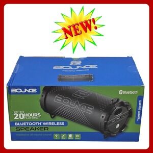 Bounce Tempo Wireless Bluetooth Speaker Black Portable FM Radio USB SD 20Hr Play